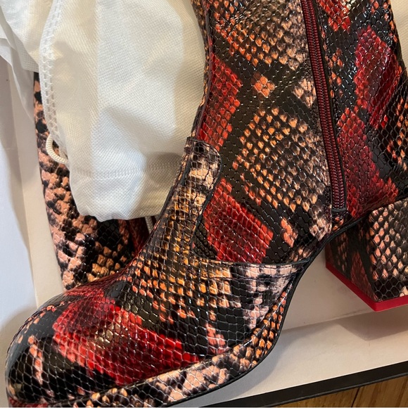 NWT Miista Red Snake Print Donna Tall Patent Boots - Picture 7 of 9